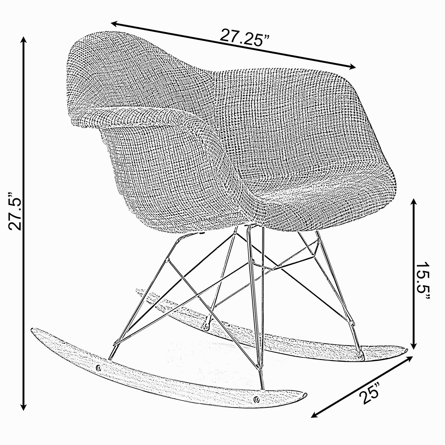 Modern Style Fabric Rocking Chair RAR Shell Dining Arm Chair