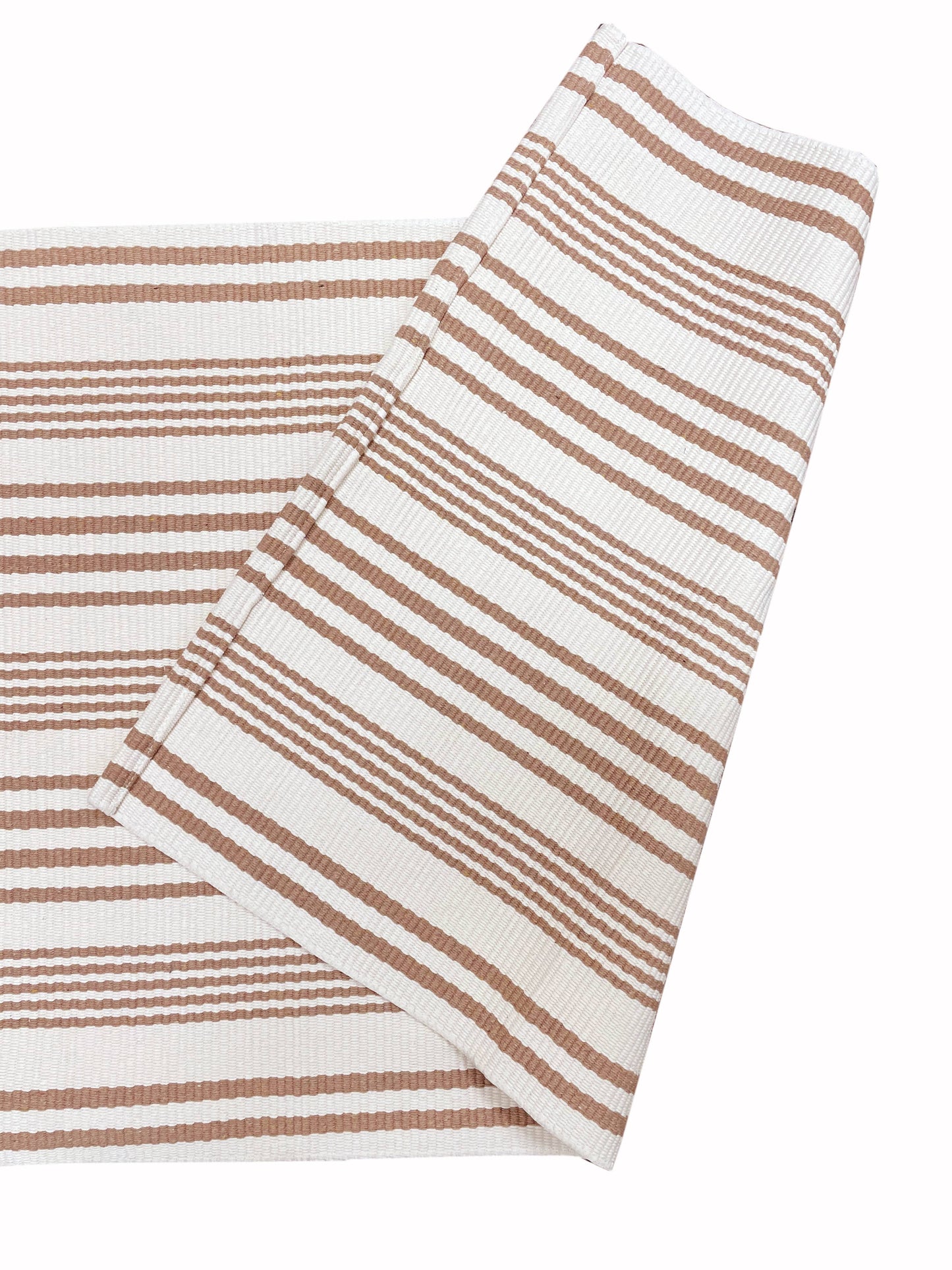 Ticking Striped Woven Cotton Blend Area Rug