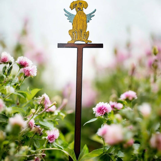 Dog Garden Stake pet garden pet memorial angel cat metal Eco