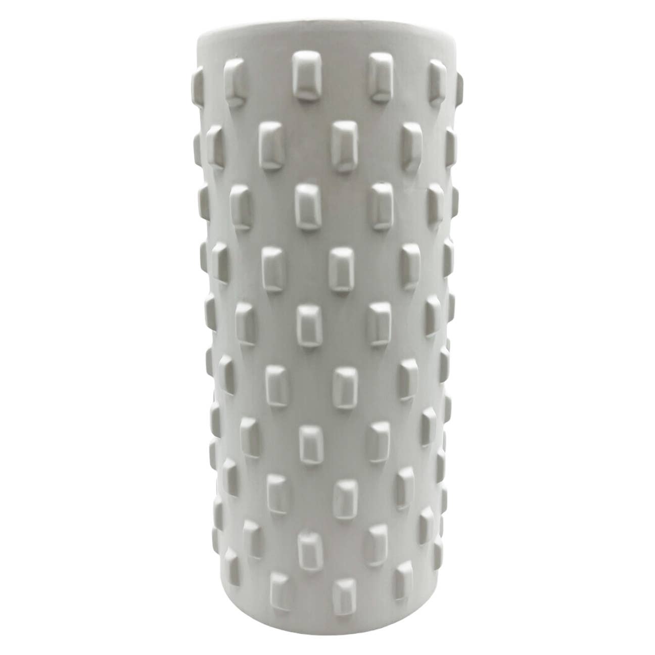 Modern Ceramic Vase in White textured dots