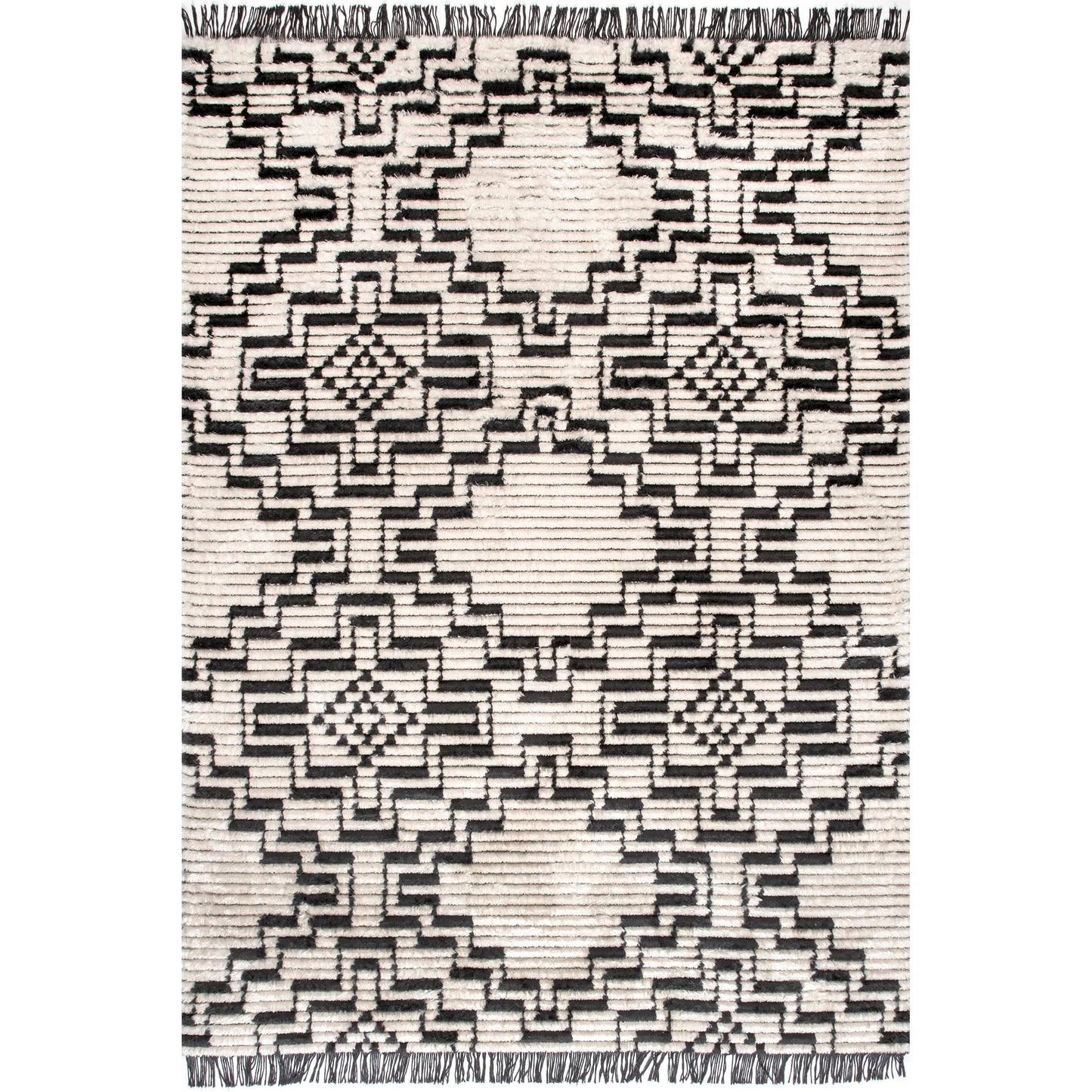 Celia Soft Shag Abstract Aztec Fringe Area Rug