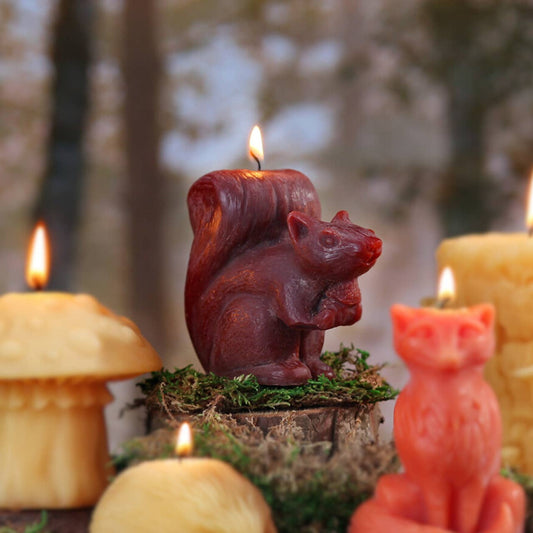 Beeswax Squirrel Candle