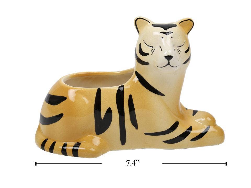 Tiger Ceramic Planter,7.4"x3.25x5"