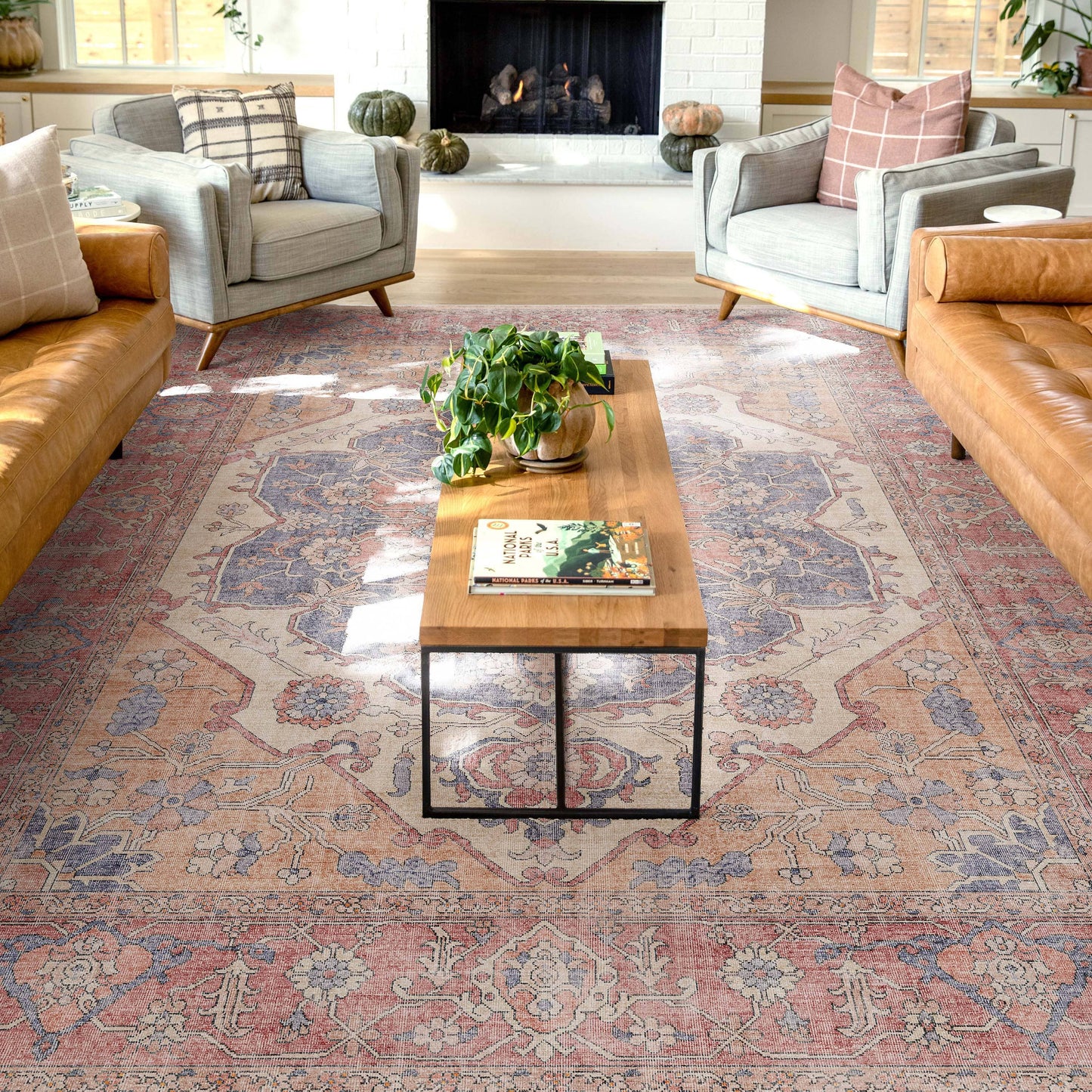 Antigua Vintage Persian Oriental Flat-Weave Rug