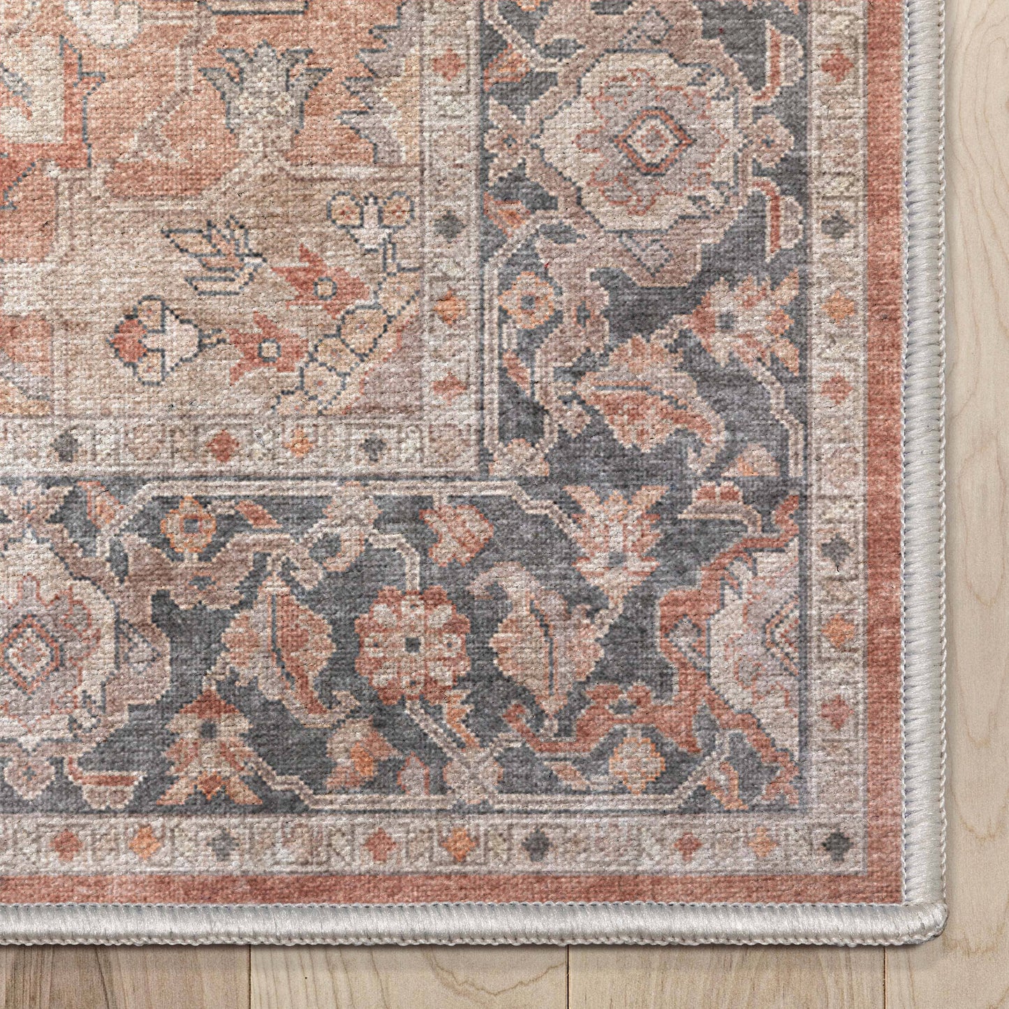 Bolona Vintage Oriental Floral Red Flat-Weave Rug