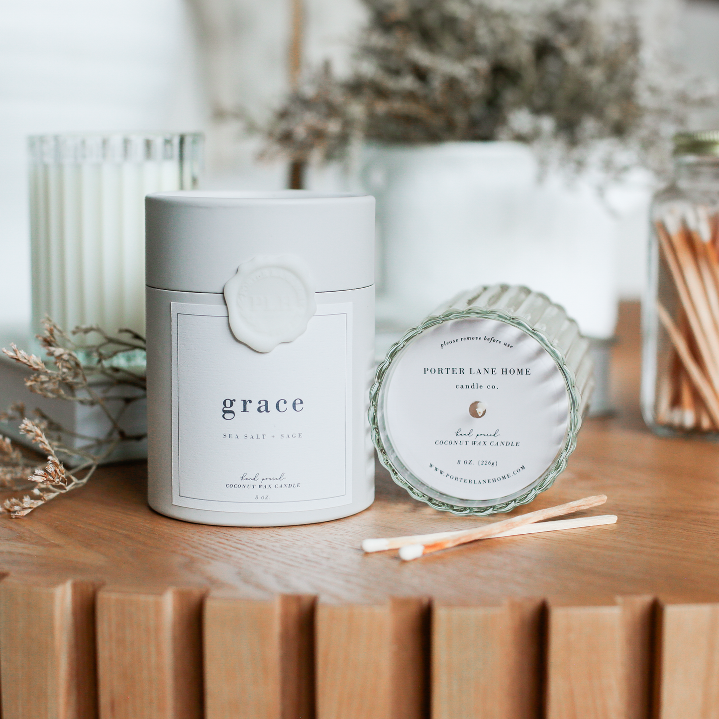 GRACE | Sea Salt + Sage Fluted Coconut Wax Candle