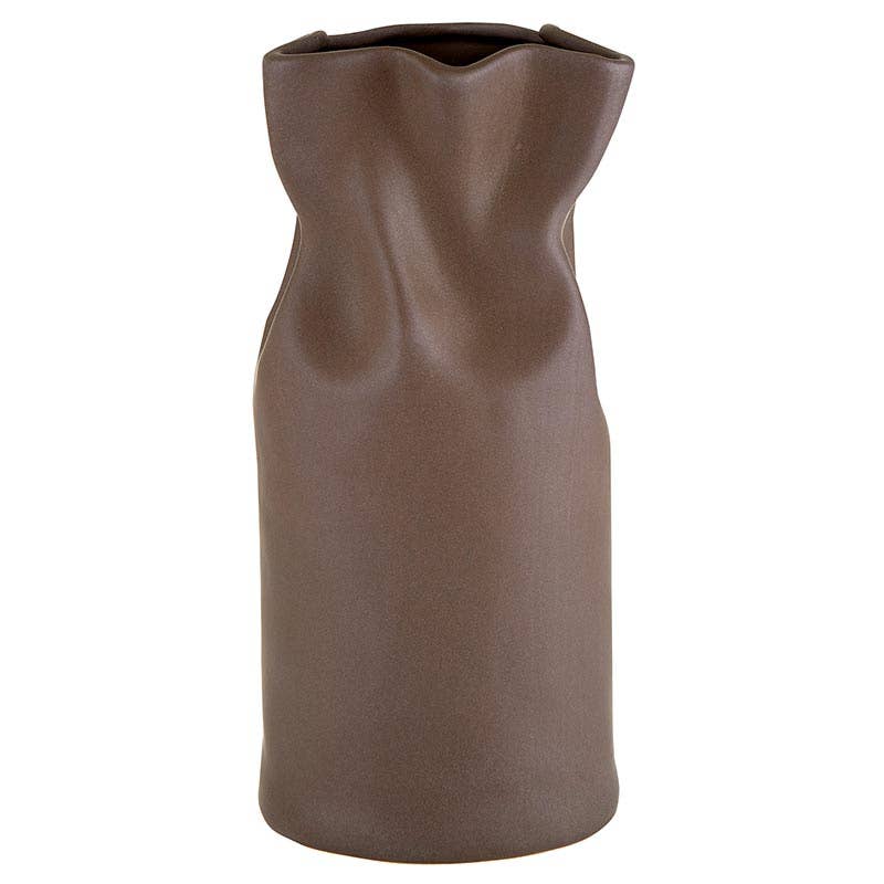 Cinched Ceramic Vase - Matte Brown