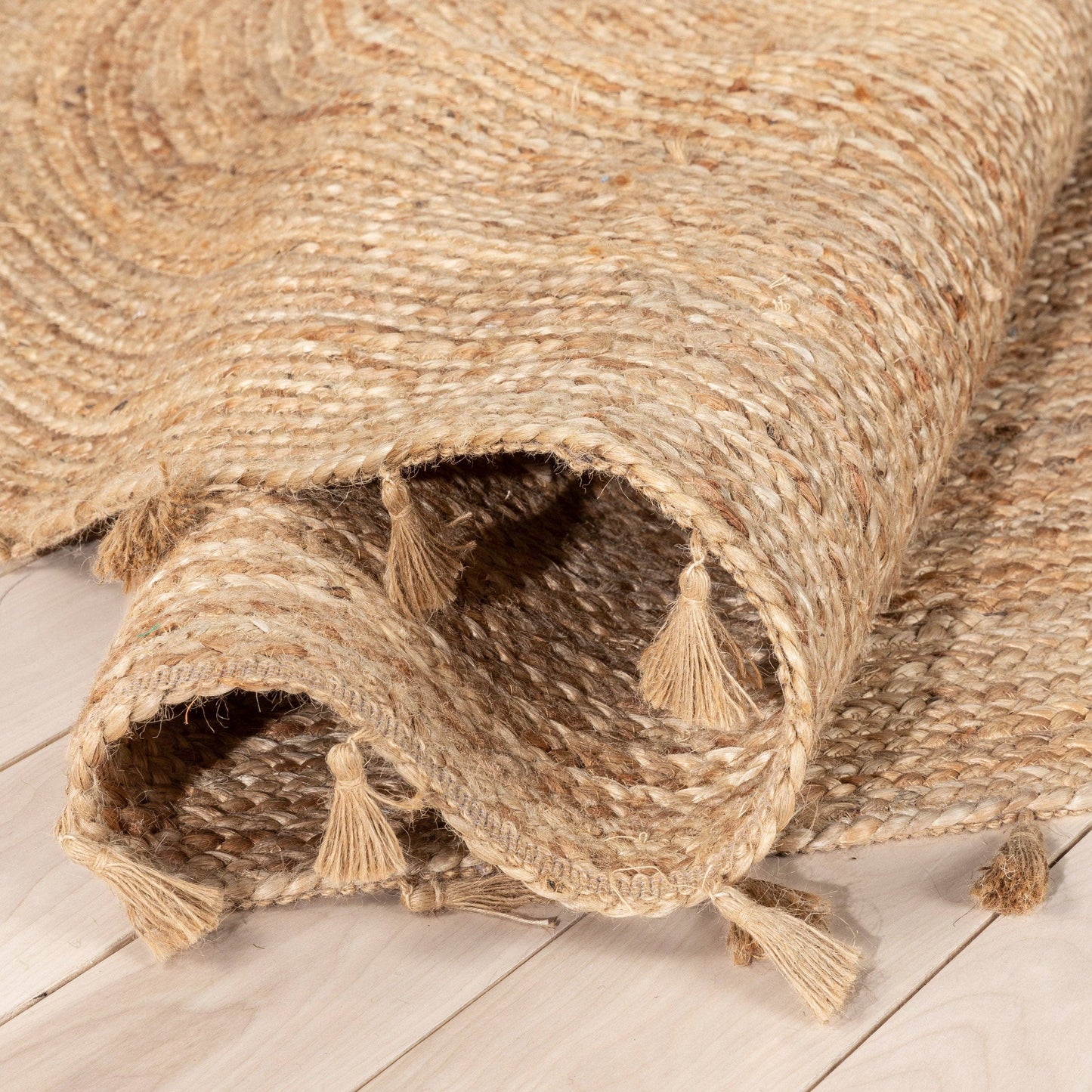 Philomena Bohemian Hand-Braided Jute Natural Textured Rug