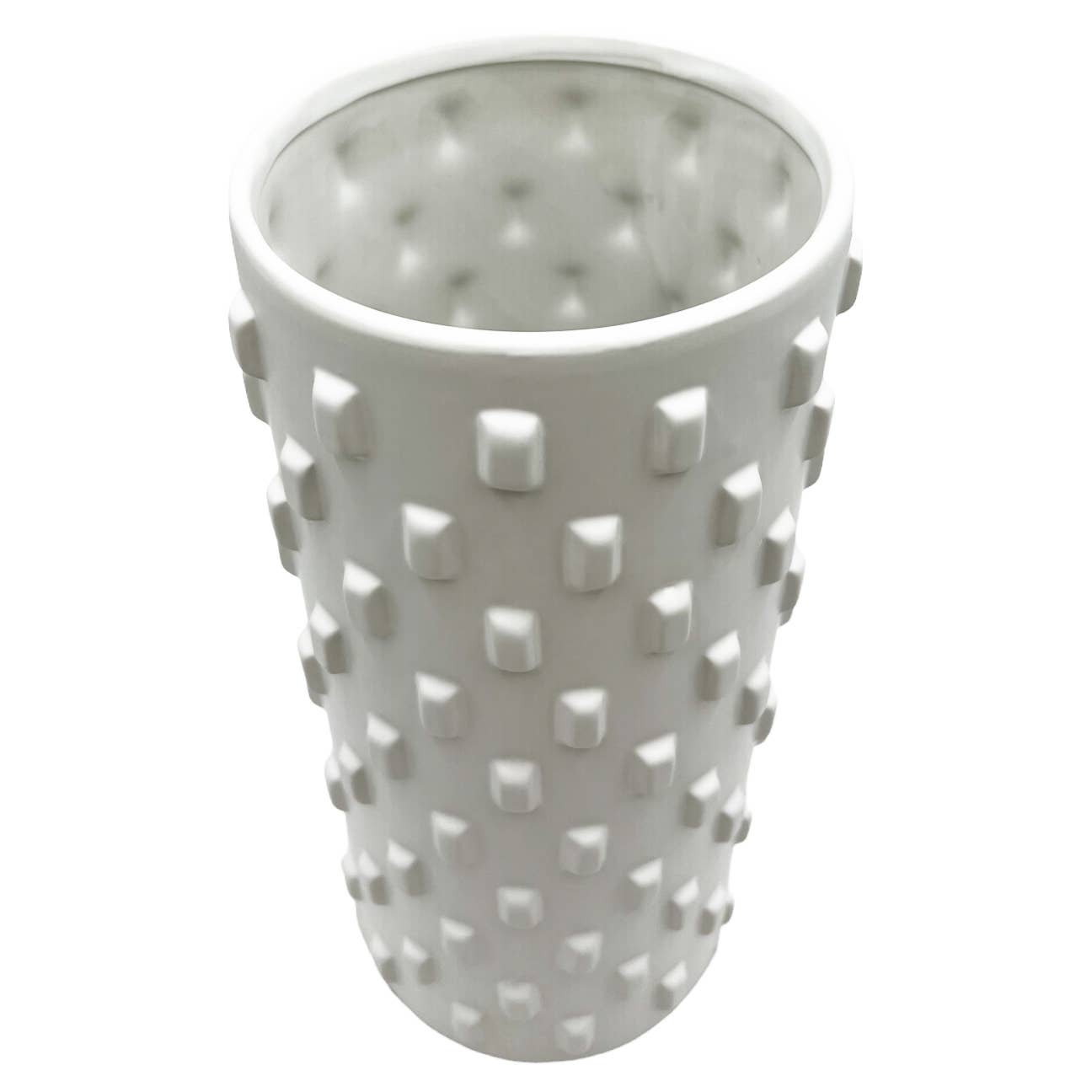 Modern Ceramic Vase in White textured dots