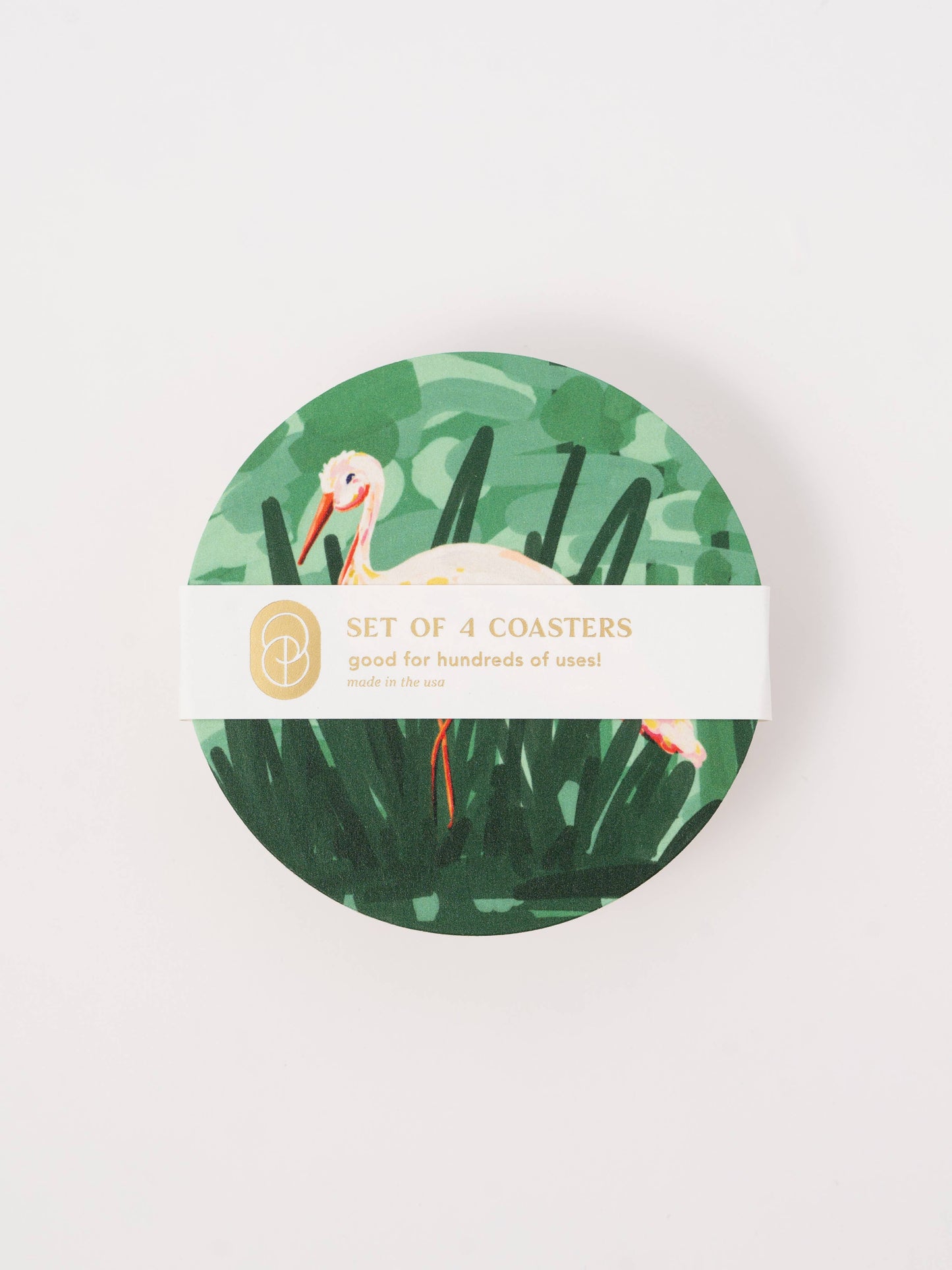 Painterly Crane Reusable Coaster  - Set of Four