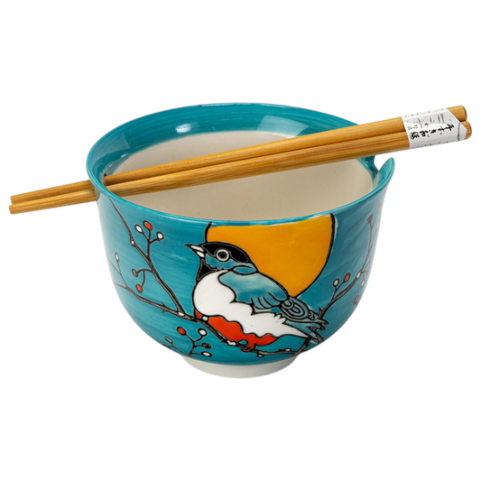 18oz 5"D Donburi Bowl With Chopsticks Set Robin (4/16)
