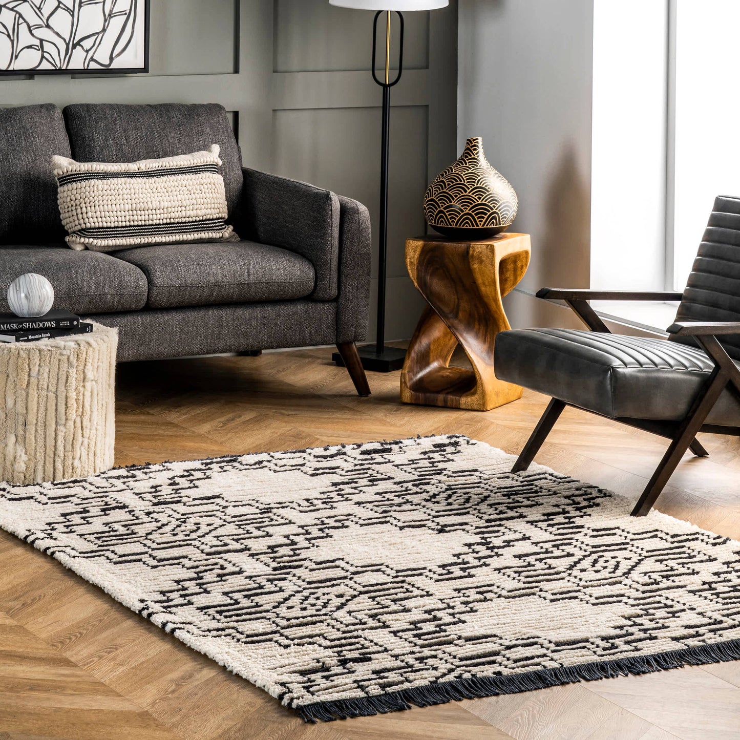 Celia Soft Shag Abstract Aztec Fringe Area Rug