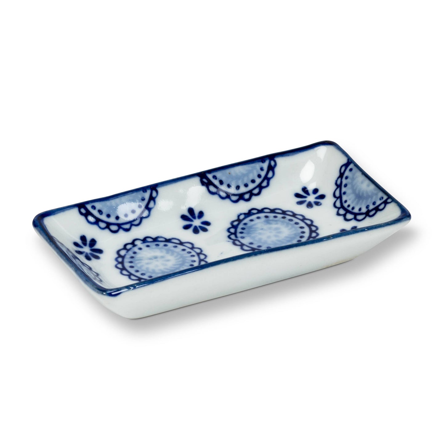 Blu/Wht Sm Rect Dish-6Asst-3.5"L-1472