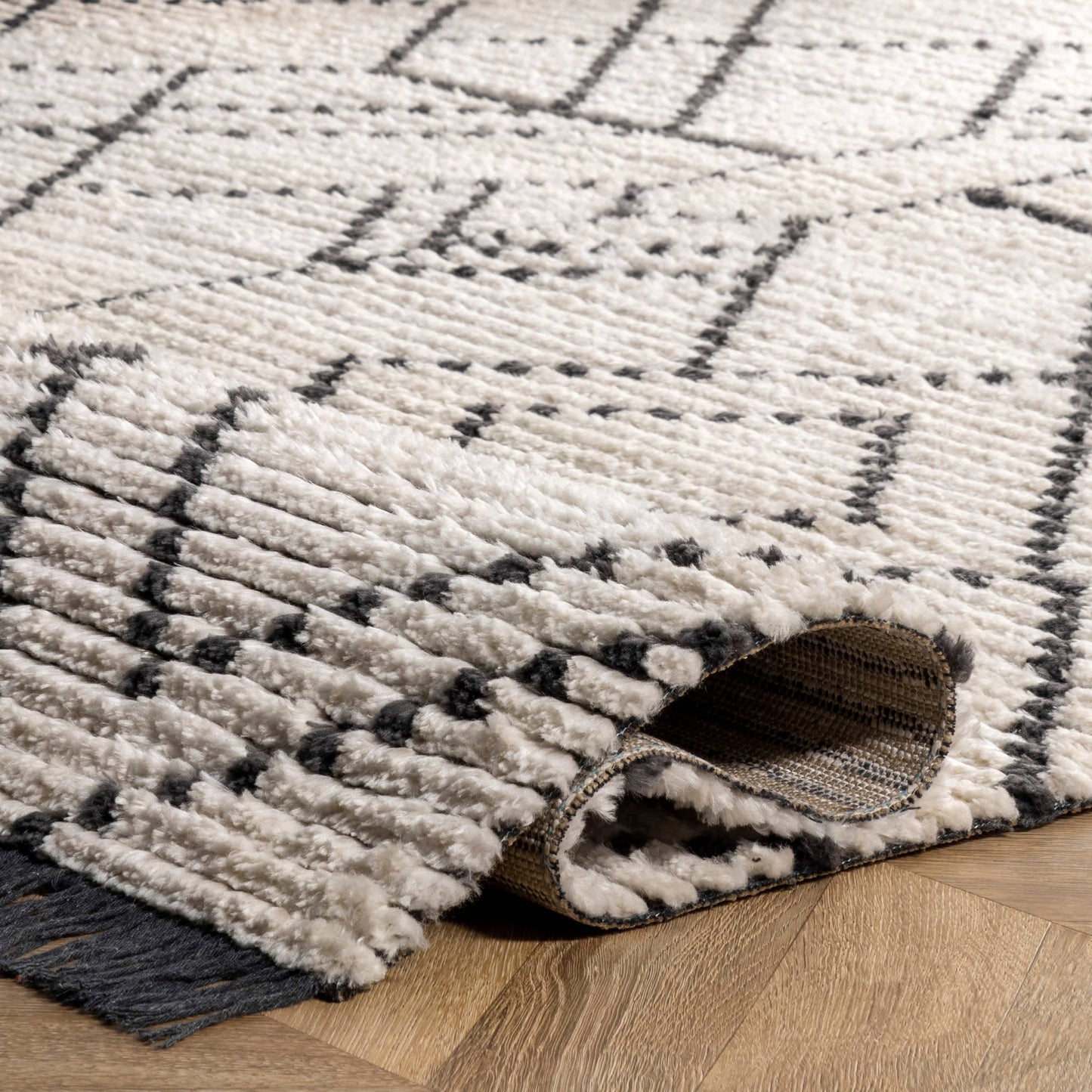 Carlina Modern Geometric Soft Shag Fringe Area Rug