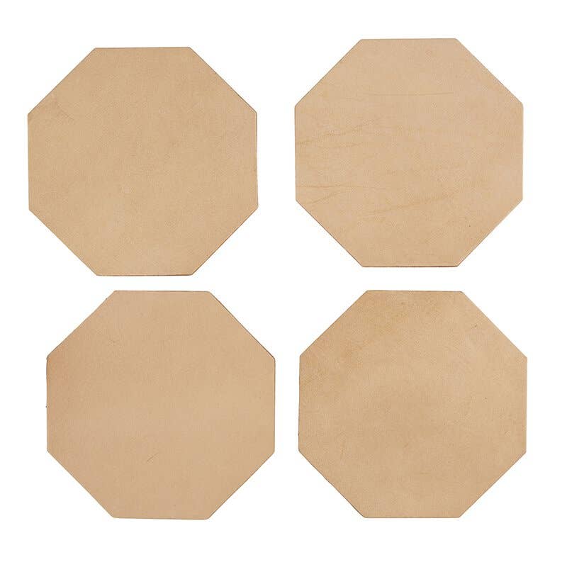 Leather Coaster Set - Tan