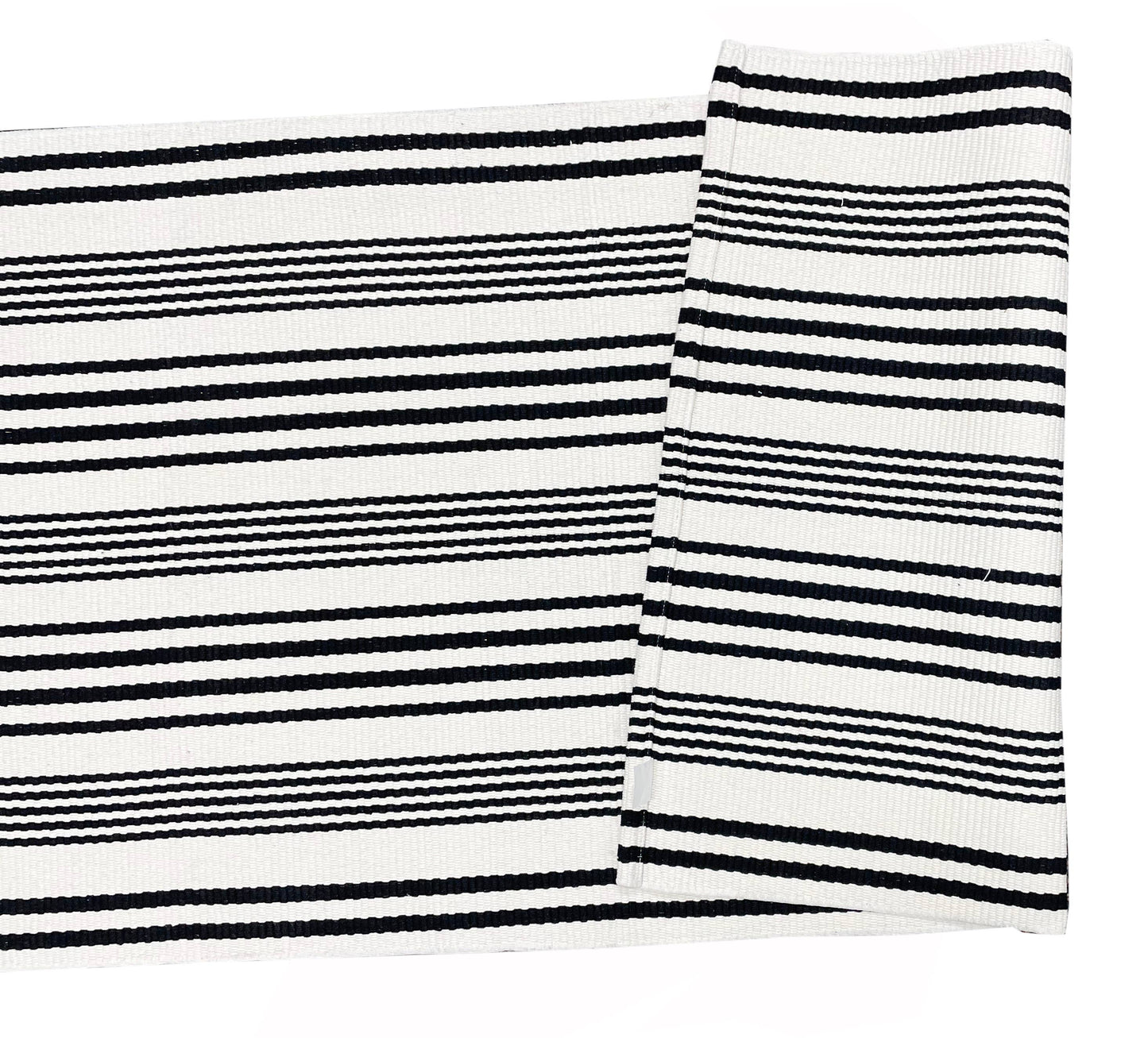 Ticking Striped Woven Cotton Blend Area Rug