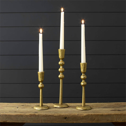 Hand Forged Gold Taper Holders (Set Of 03)