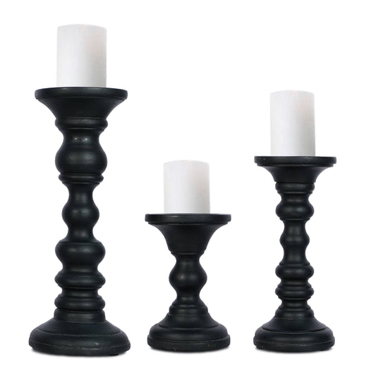 Willow in Matte Black Candleholder Set of 3