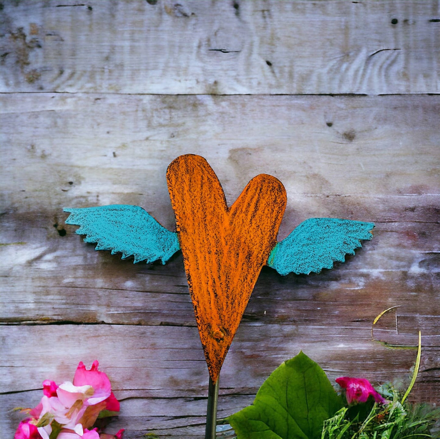 Heart Plant Stake whimsical garden hippie gypsy teen peace