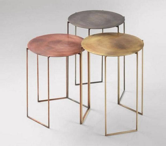 Hand Cut Copper Stainless Steel Table( set of 3)